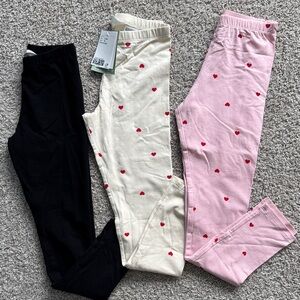 H&M Heart Print Kids Leggings Set - Black, White, Pink